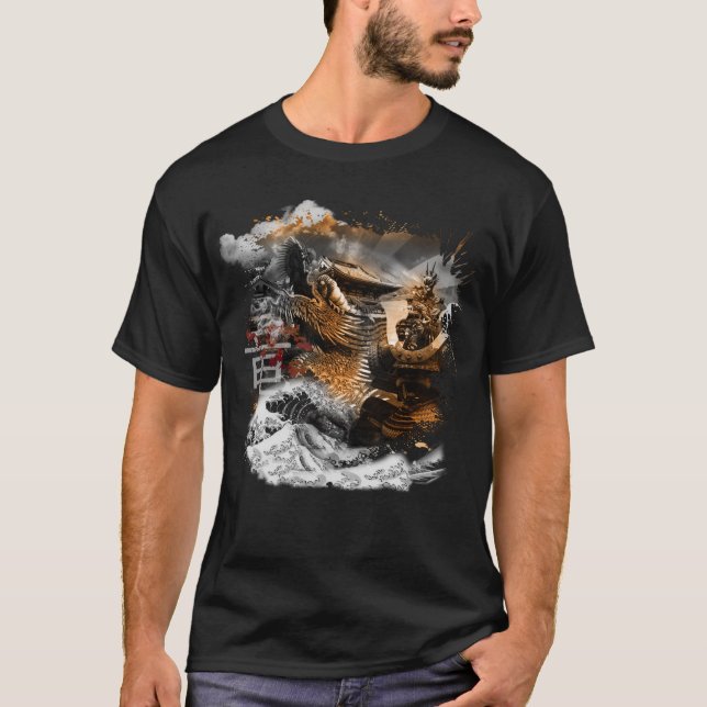 Japanese Dragon Samurai Warrior T-Shirt (Front)