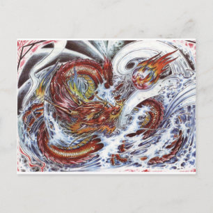 Japanese Dragon Tattoo Design Postcard
