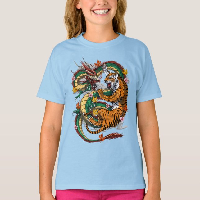 Japanese Dragon Tiger Battle T-Shirt (Front)