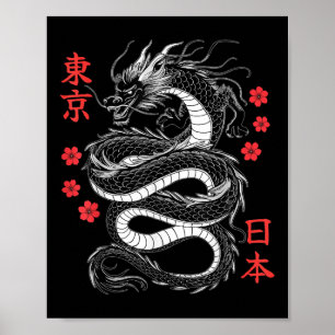Japanese Dragon Tokyo Japan 80s Asian Mythical Ani Poster