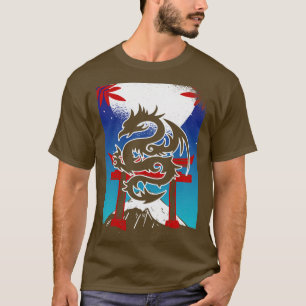 Japanese Dragon Torii Gate Mountain Landscape T-Shirt