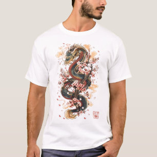 Japanese Dragon with Cherry Blossoms   Sakura Myth T-Shirt