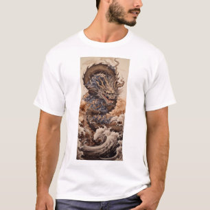 Japanese dragon with snake shape with kanagaw T-Shirt