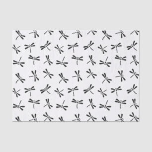 Japanese Dragonfly Pattern, Black and White Tissue Paper