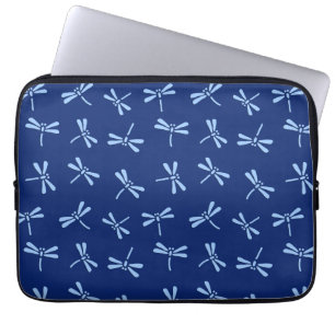 Japanese Dragonfly Pattern, Cobalt and Sky Blue Laptop Sleeve