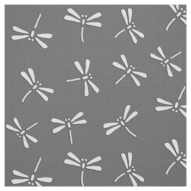 Japanese Dragonfly Pattern, Grey / Grey and White Fabric (Swatch)