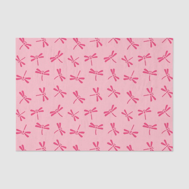 Japanese Dragonfly Pattern, Light Coral Pink Tissue Paper (Front)