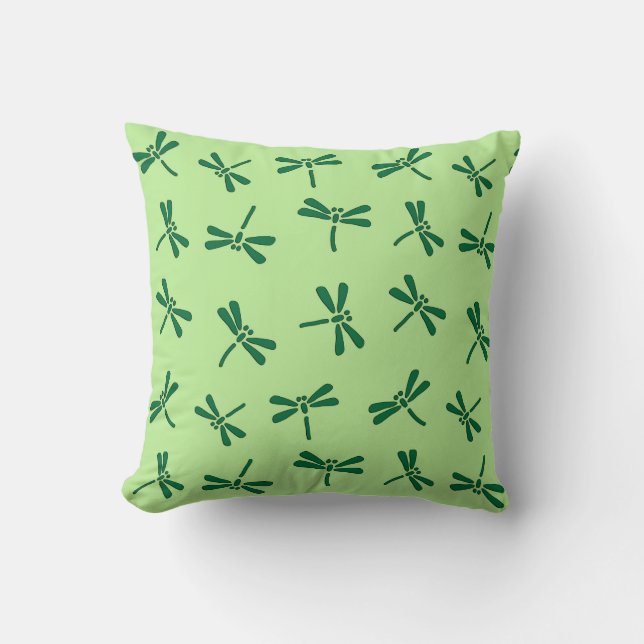Japanese Dragonfly Pattern, Light Jade Green Cushion (Front)