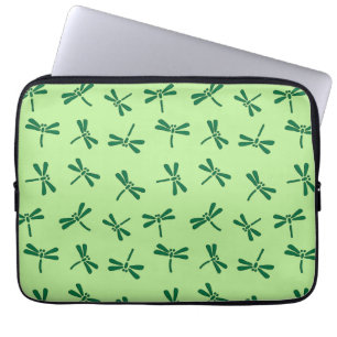 Japanese Dragonfly Pattern, Light Jade Green Laptop Sleeve