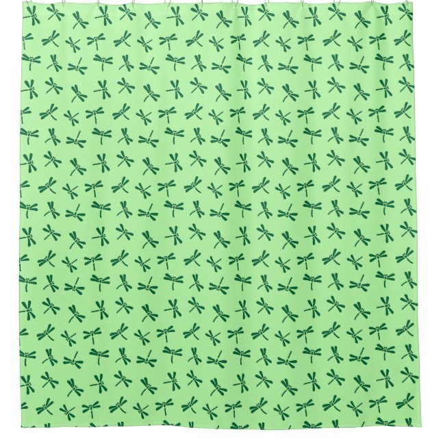 Japanese Dragonfly Pattern, Light Jade Green  Shower Curtain (Front)