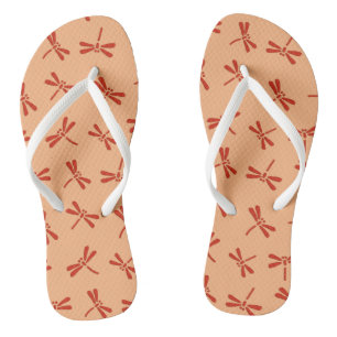 Japanese Dragonfly Pattern, Mandarin Orange Jandals