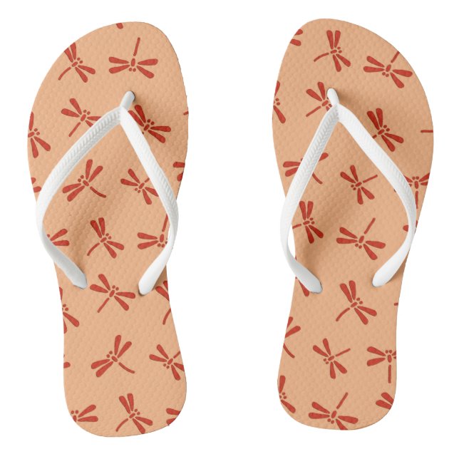 Japanese Dragonfly Pattern, Mandarin Orange Jandals (Footbed)