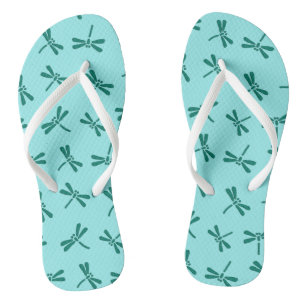 Japanese Dragonfly Pattern, Turquoise and Aqua Jandals