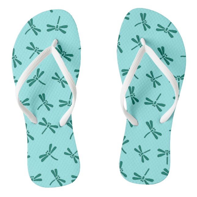 Japanese Dragonfly Pattern, Turquoise and Aqua Jandals (Footbed)