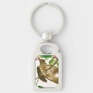 Japanese Drawing of Jay on a Grape Vine Key Ring