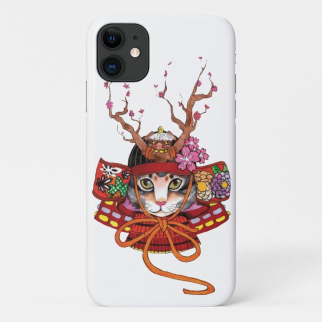 Japanese Edo Samurai Neko Kitten Case-Mate iPhone  Case (Back)