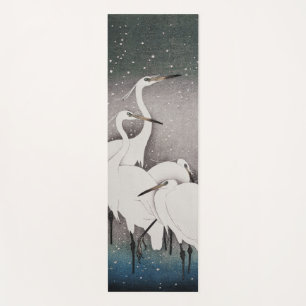 Japanese Egrets Cranes Bird Winter Snow Art Yoga Mat