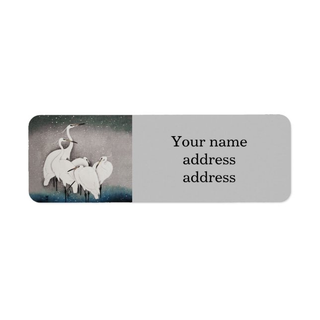 Japanese Egrets Koson Cranes Winter Snow (Front)