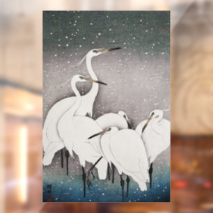 Japanese Egrets Koson Cranes Winter Snow