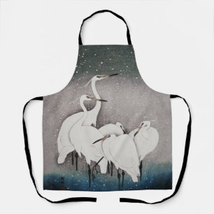 Japanese Egrets Koson Cranes Winter Snow Apron