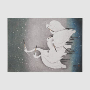 Japanese Egrets Koson Cranes Winter Snow Tissue Paper