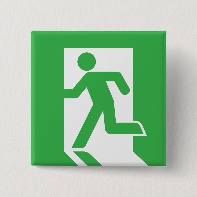 Japanese Emergency Exit Sign 15 Cm Square Badge (Front)