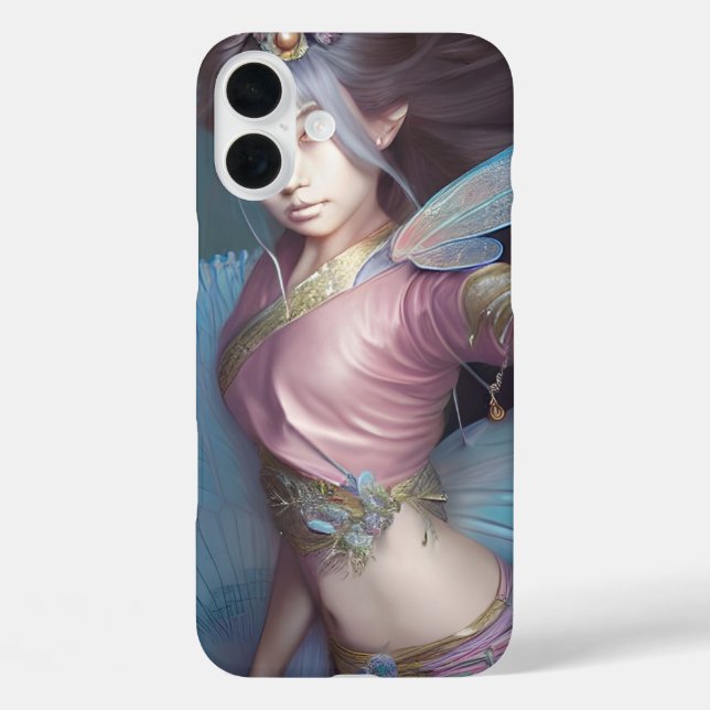 Japanese Fairy pink and light blue Fantasy AI Art Case-Mate iPhone Case (Back)
