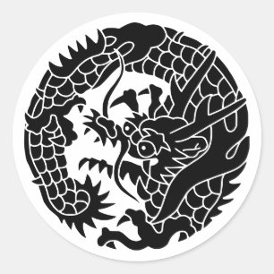 Japanese Family Crest-Dragon Classic Round Sticker