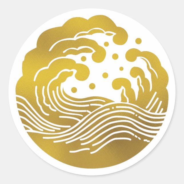Japanese Family Crest-Wave Classic Round Sticker (Front)