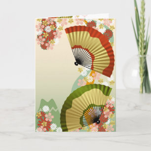 Japanese Fan 3 green Card
