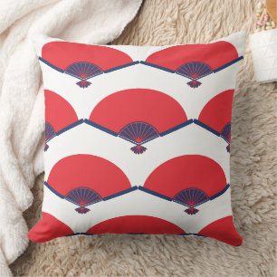 Japanese Fan Pattern Custom Text on Back Cushion