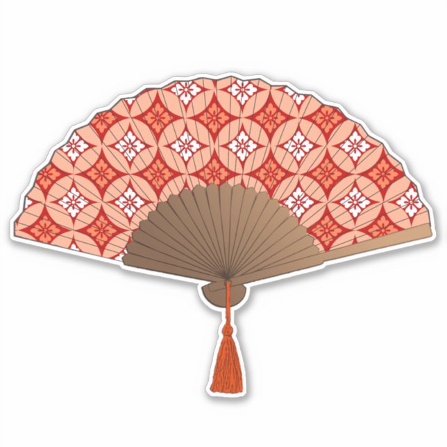 Japanese Fan, Shippo Motif, Mandarin Orange (Front)