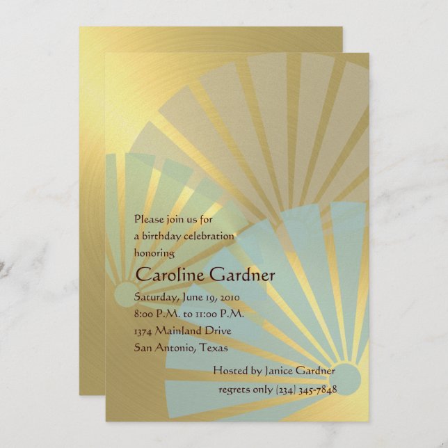 Japanese Fans Birthday Invitation (Front/Back)