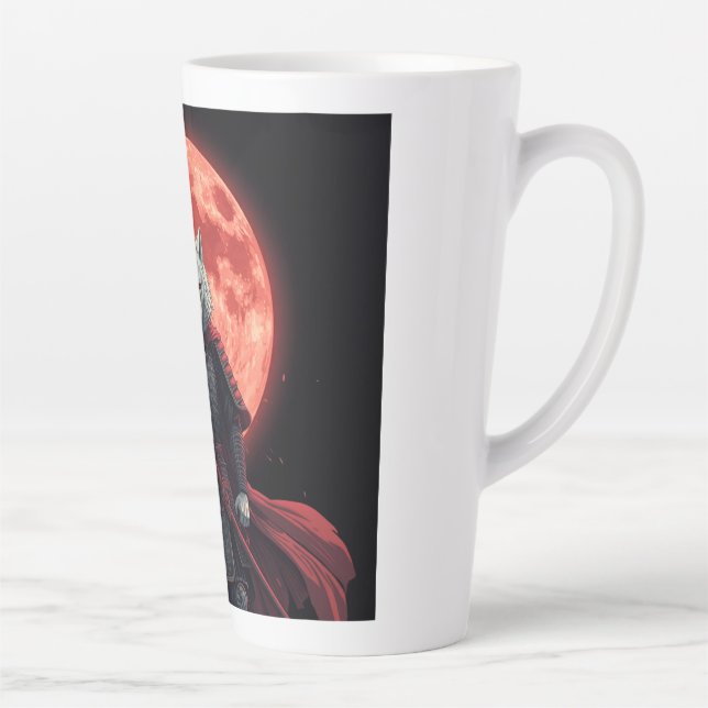 Japanese Fantasy Warrior Illustration Latte Mug (Right)