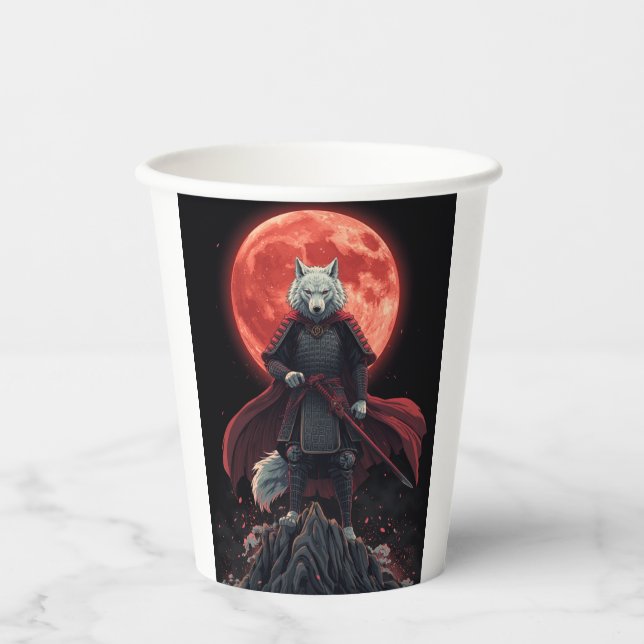 Japanese Fantasy Warrior Illustration Paper Cups (Front)