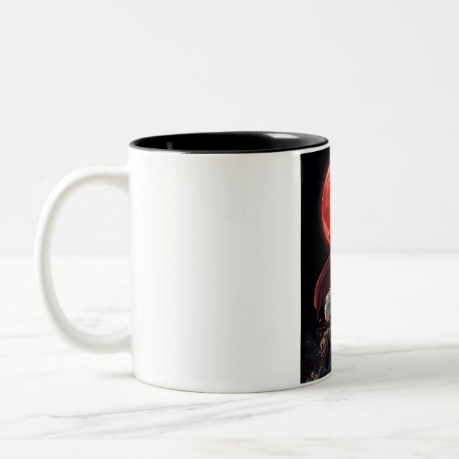 Japanese Fantasy Warrior Illustration Two-Tone Coffee Mug (Left)