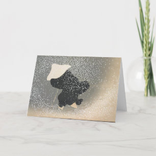 JAPANESE FIGURE IN THE SNOW BLANK NOTE CARD