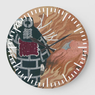 Japanese Firemen In a Sea of Flames by Yoshitoshi Large Clock