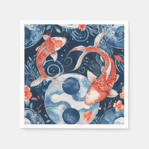 Japanese Fish In Watercolor Napkin