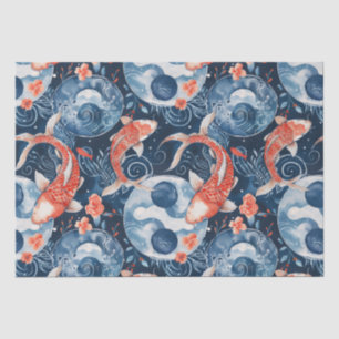 Japanese Fish In Watercolor Tissue Paper