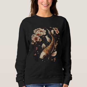 Japanese Fish Koi Carp Graphic Vintage Cherry Blos Sweatshirt