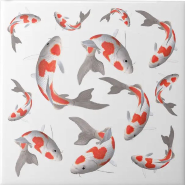 Japanese fish Koi orange and white asian style Tile (Creator Uploaded)