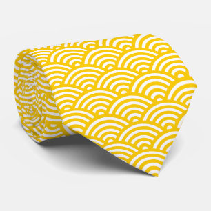 Japanese Fish Scale Pattern - Amber on White Tie