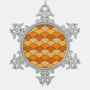 Japanese Fish Scale Pattern Snowflake Pewter Christmas Ornament
