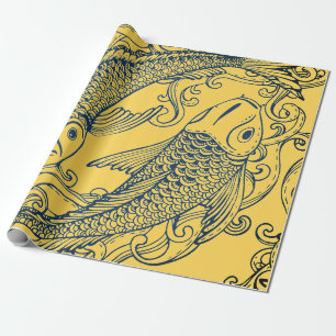 JAPANESE FISH YELLOW GIFT Wrapping Paper