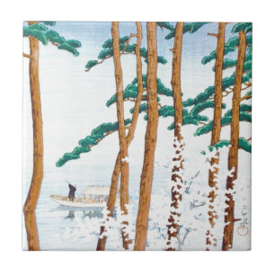 Japanese Fisherman through the Trees Tile