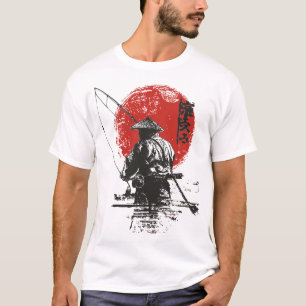 Japanese Fishing Art Red Sun Print Asian Fishe T-Shirt