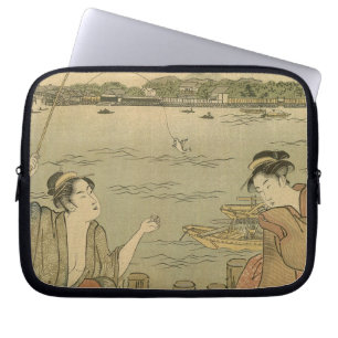 Japanese Fishing Woodblock Fishermen Laptop Sleeve
