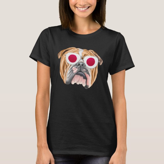 Japanese Flag Bulldog Dog Japan Pocket T-Shirt (Front)