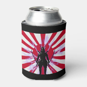 Japanese Flag & Rising Sun Samurai Warrior Can Cooler